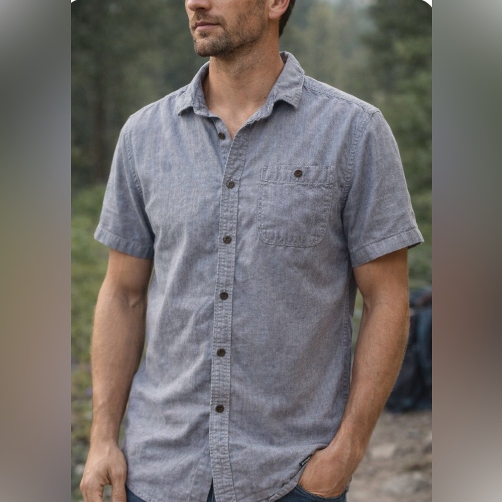 Prana Blue Casual Button Down Shirt